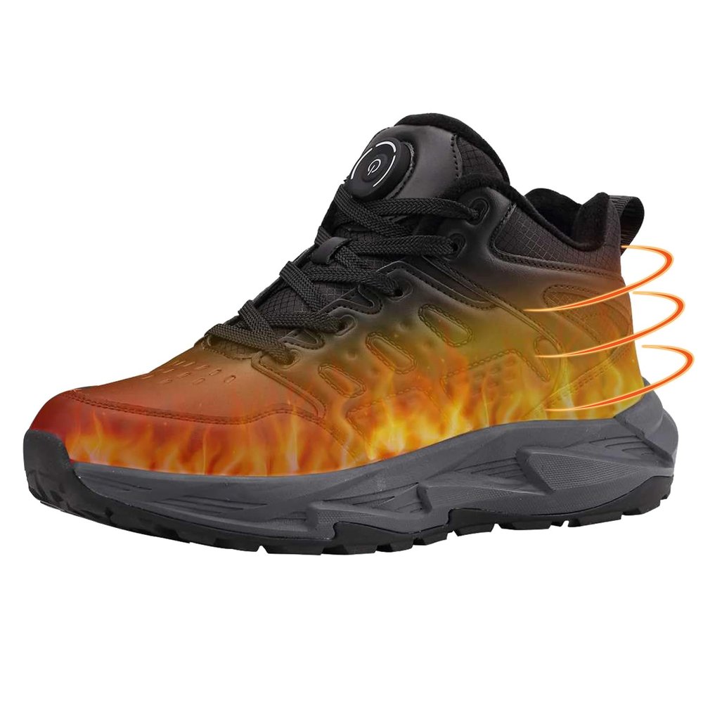 Heated Sneakers for Women Men - Rechargeable Electric Heated Shoes with 3 Heating Levels, Waterproof Upper, Non-Slip Rubber Sole, Winter Warmth Footwear for Hiking Outdoor Activities (Black, Adult, Men, 8, Numeric, US Footwear Size System, Medium)