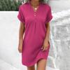 asntrgd Summer Dresses for Women 2024 Casual V Neck Roll Up Cap Sleeve Mini Dress Beach Vacation A Line Pleated Sundress view 2