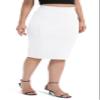 Urban CoCo Women's High Waist Stretch Pencil Skirt Knee Length Bodycon with Back Slit for Business Casual(S, White) view 4