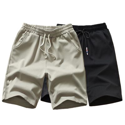 Maiyifu-GJ Men's Running Shorts Elastic Waist Lightweight Athletic Shorts Summer Casual Workout Training Short Pants (Apricot+Black,Medium)