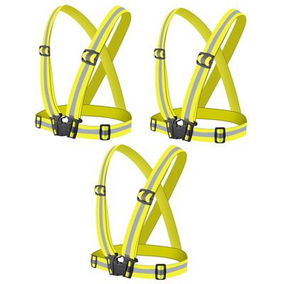 WWBDZSW Adjustable Safety Reflective Vest,Running Vest,Safety Belt,Elasticity Lightweight Reflective Straps,High Visibility for Running,Construction,Cycling,Walking,Foldable Portable-Yellow||3pcs