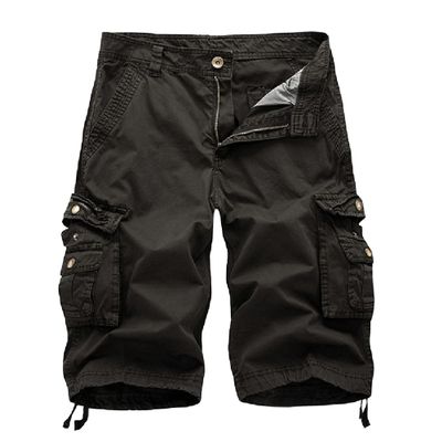 Maiyifu-GJ Men's Elastic Waist Cargo Shorts Multi-Pocket Cotton Cargo Shorts Summer Lightweight Casual Hiking Short Pants (Dark Grey,44)
