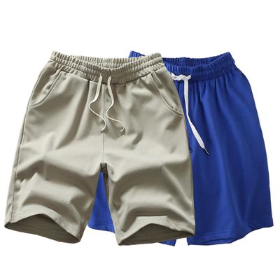 Maiyifu-GJ Men's Running Shorts Elastic Waist Lightweight Athletic Shorts Summer Casual Workout Training Short Pants (Apricot+Blue,Medium)