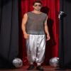 Lars Amadeus Glitter Sheer Silver Gray Tank Top for Men's Party See Through Sparkly Sleeveless Metallic Mesh Vest XL view 2