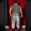 Lars Amadeus Glitter Sheer Silver Gray Tank Top for Men's Party See Through Sparkly Sleeveless Metallic Mesh Vest XL view 3