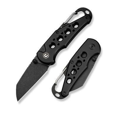 CIVIVI Pragma Folding Knife, Pocket Knife Multitool with EDC Carabiner, Bottle Opener, 2.2" Nitro-V Blade Aluminum Handle, Ideal Gift for Men Women C23062B-1 (Black)