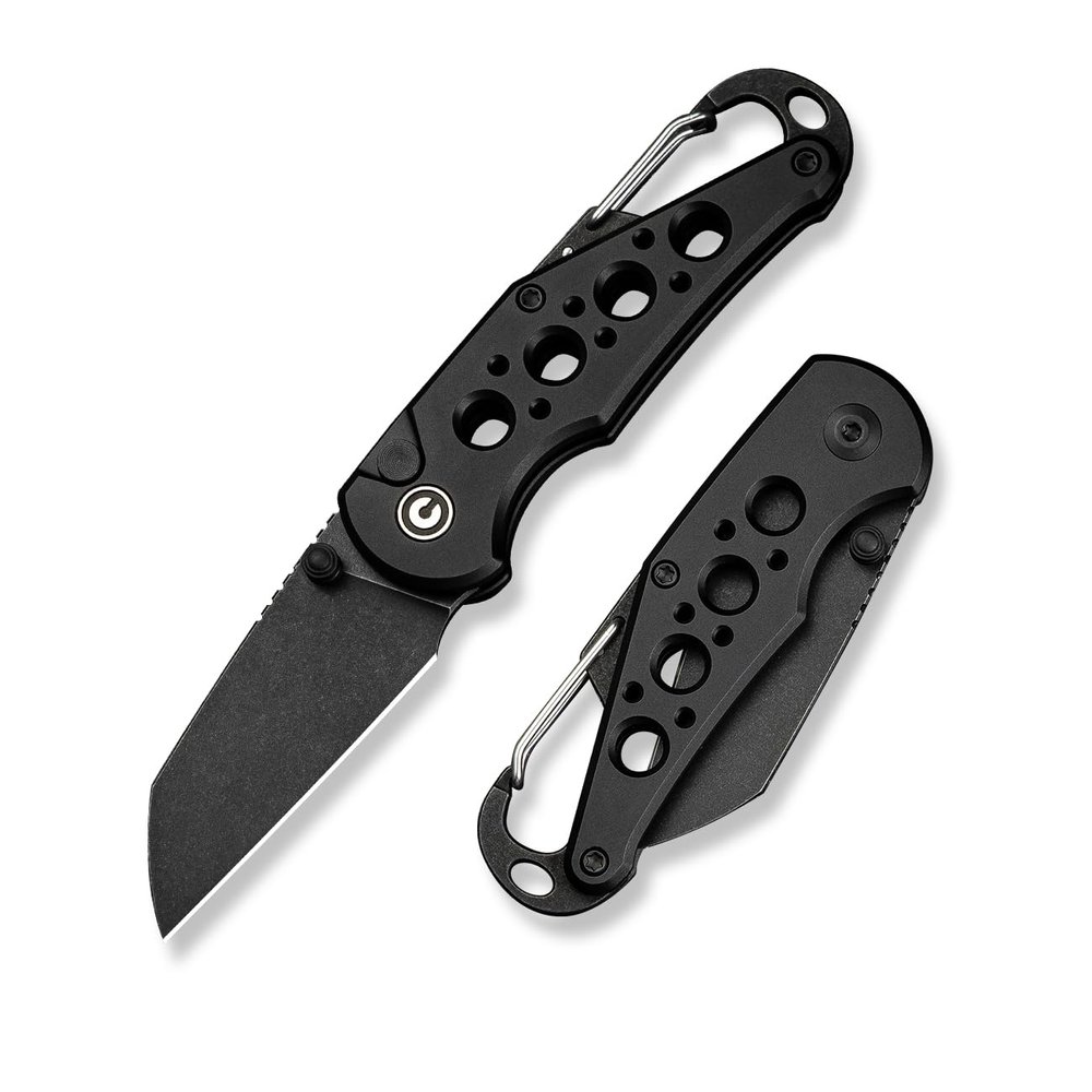 CIVIVI Pragma Folding Knife, Pocket Knife Multitool with EDC Carabiner, Bottle Opener, 2.2" Nitro-V Blade Aluminum Handle, Ideal Gift for Men Women C23062B-1 (Black)