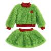 Amnnchya Toddler Baby Girl Christmas Outfit Green Furry Sweatshirt Tops Skirts Set Infant Fall Winter Christmas Clothes (Green, 18-24 Months) view 1