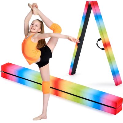 Pangu 4-Inch Wide Folding Gymnastics Balance Beam for Kids Lightweight Wooden Core with Suede Cover, Recessed Hinges, Ideal for Indoor & Outdoor Home Training