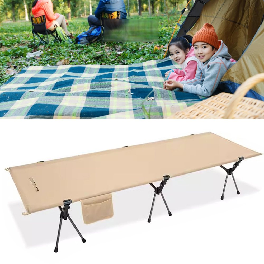 WDFYJ Camping Bed for Adults, 120kg Double Layer Oxford Camping Cots, Lightweight, Stable, Durable Portable Bed with Carrying Bag