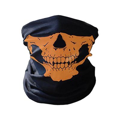 HELLORSO Neck Skull Mask for Men Headwear Half Face Mask for Motorcycle, Cold Weather Neck Warmer, Face Cover (Orange)