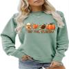 Pifnxtamy Sweatshirt for Women Tis The Season Football Sweater Long Sleeve Shirt Autumn Pumpkin Halloween Pullover Light Green view 1