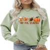 Pifnxtamy Sweatshirt for Women Tis The Season Football Sweater Long Sleeve Shirt Autumn Pumpkin Halloween Pullover Olive Green view 1