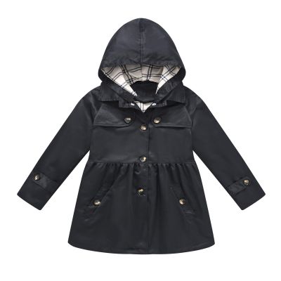 AMIMOJY of today prime Trench Coat For Children Spring Autumn Hooded Jacket Solid Color Botton Down Drawstring Casual Windbreaker Outerwear girls pink winter coat size 5