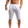 Maiyifu-GJ Men's Linen Casual Shorts Elastic Waist Drawstring Summer Shorts Lightweight Athletic Running Short Pants (White,Medium) view 2