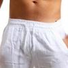 Maiyifu-GJ Men's Linen Casual Shorts Elastic Waist Drawstring Summer Shorts Lightweight Athletic Running Short Pants (White,Medium) view 3