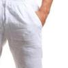 Maiyifu-GJ Men's Linen Casual Shorts Elastic Waist Drawstring Summer Shorts Lightweight Athletic Running Short Pants (White,Medium) view 4