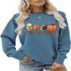 Pifnxtamy Sweatshirt for Women Tis The Season Football Sweater Long Sleeve Shirt Autumn Pumpkin Halloween Pullover Blue view 1