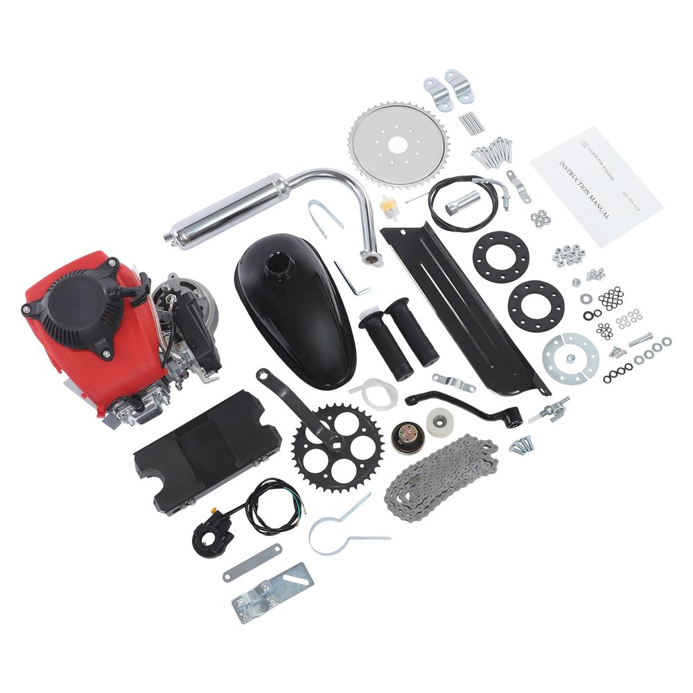CRYBY 53CC 4-Stroke Engine, Gasoline Bicycle Engine Kit Gas Petrol Bike Engine Conversion Kit, Single Cylinder Gasoline Engine Bike Motor Kit Motorized Bicycle Kit for Adult Bikes, 6800Rpm