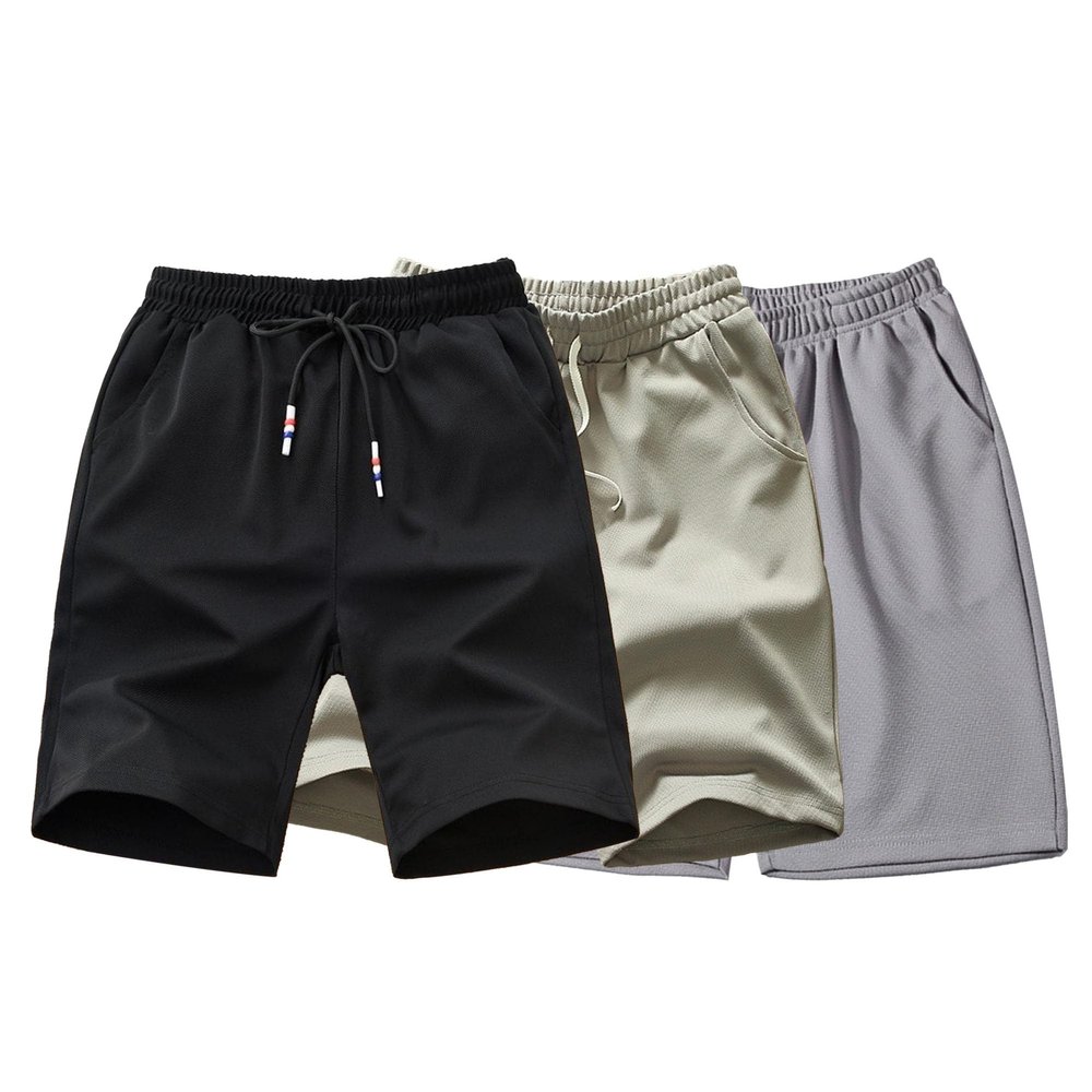 Maiyifu-GJ Mens Summer Casual Athletic Shorts Lightweight Running Workout Gym Shorts Elastic Waist Joggers Short Pants (Black+Apricot+Grey,X-Large)
