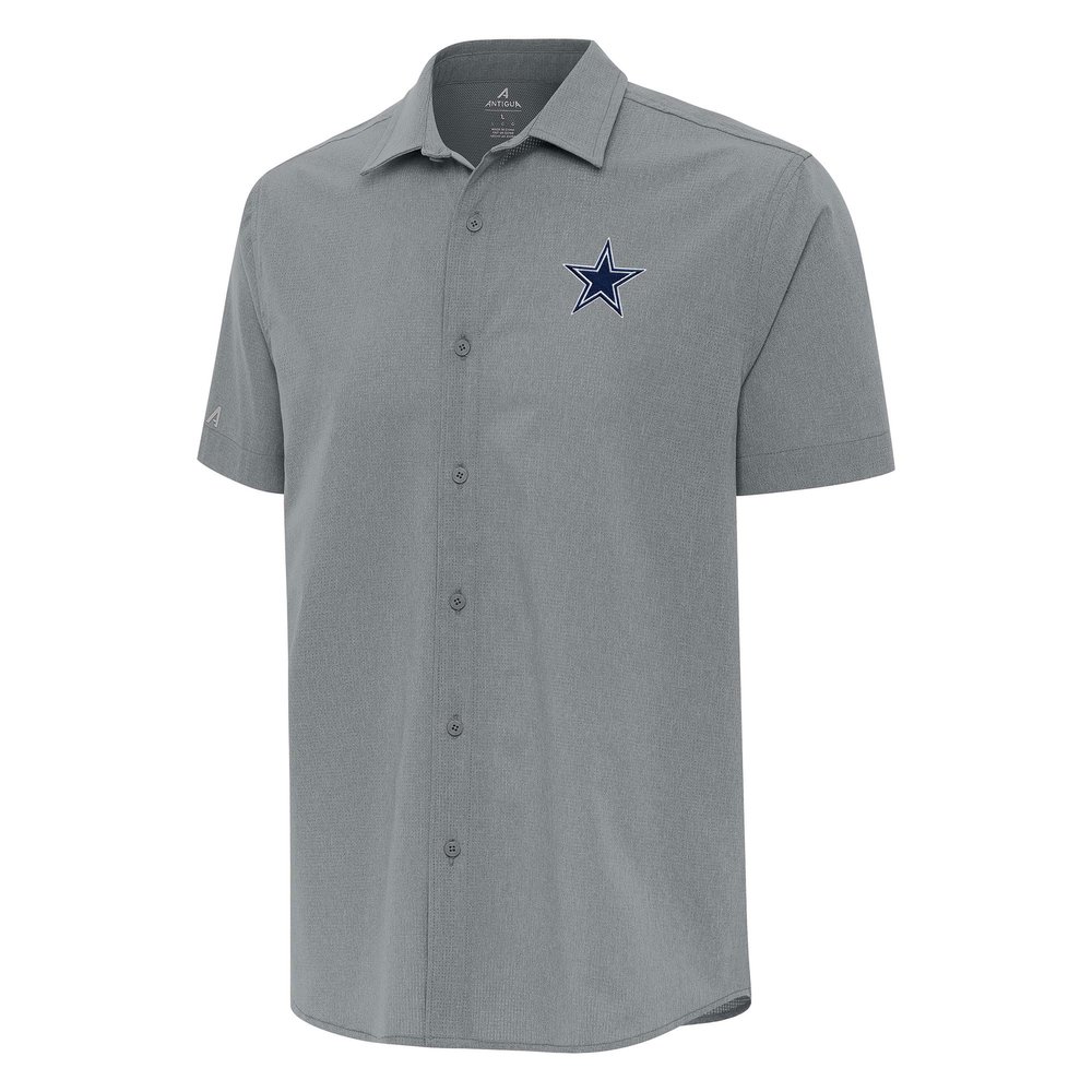 Antigua Men's Gray Dallas Cowboys Activate Woven Button-Up Shirt