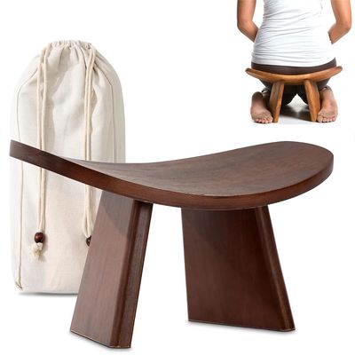 Mavdecll Meditation Bench, Wooden Kneeling Stool with Travel Bag, Portable Yoga Auxiliary Stool, Multifunctional Ergonomic Seat, Detachable Comfort Chair, for Yoga, Prayer, Meditation