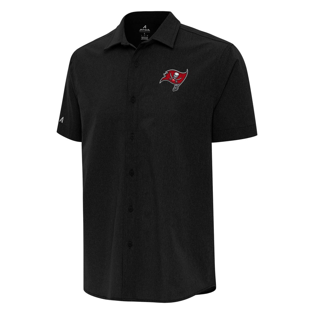 Antigua Men's Black Tampa Bay Buccaneers Activate Woven Button-Up Shirt
