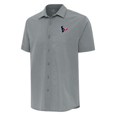 Antigua Men's Gray Houston Texans Activate Woven Button-Up Shirt