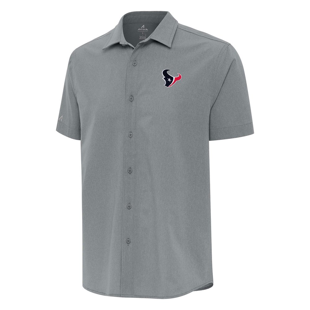 Antigua Men's Gray Houston Texans Activate Woven Button-Up Shirt