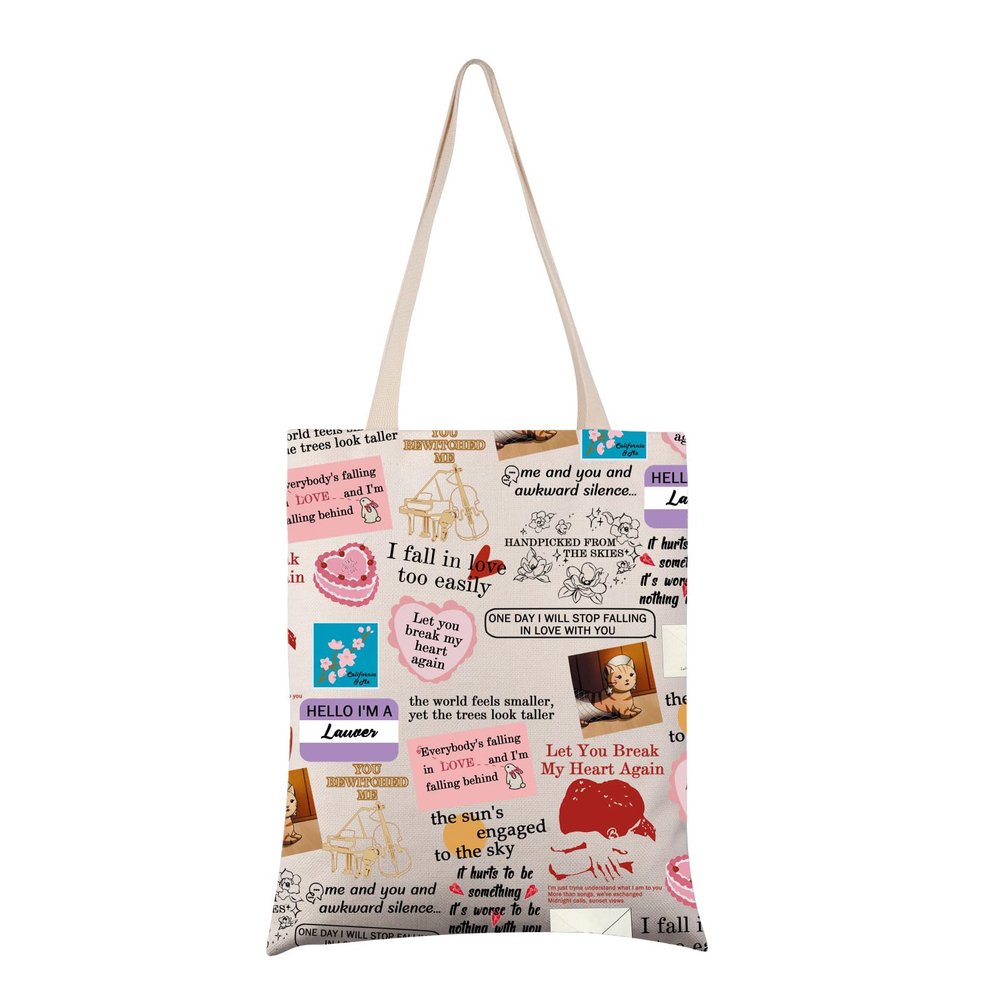 VAMSII Singer Lover Tote Bag Album Fans Gift Song Lyrics Inspired Shopping Bag Singer Merchandise (Break My Heart)