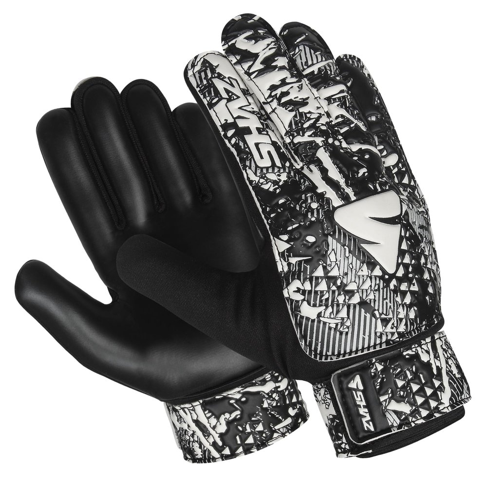 Shaz Soccer Goalkeeper Gloves for Kids Boys Children Youth,Funky Football Goalie Gloves Anti Slip 4mm Latex Palm with Strong Grip & Double Wrist Protection (White, Size 8 Suitable for Size M-L Adult)