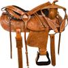 TZ INTERNATIONAL Leather Western Saddle, Barrel Racing Handmade Horse Saddle Lightweight Trail Tack Equestrian Horse Saddle with Matching Headstall and Breast Collar (Light Tan,11 inch) view 1