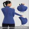 baleaf Women's Thermal Long Sleeve Shirts 1/4 Zip Fleece Pullover Ski Base Layer Top Cold Weather Gear Winter Warm Clothes Blue L view 2