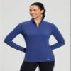 baleaf Women's Thermal Long Sleeve Shirts 1/4 Zip Fleece Pullover Ski Base Layer Top Cold Weather Gear Winter Warm Clothes Blue L view 4