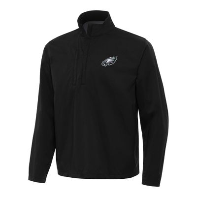 Antigua Men's Black Philadelphia Eagles Brisk Quarter-Zip Pullover Jacket