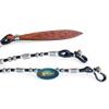 MOUSM Black Braided Natural Rawhide Romal Reins with Leather Popper, White Aztec Design Engraved Beads view 4