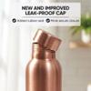 100% Pure Copper Water Bottle for Drinking Water  34 oz (1000ml) Hammered Finish with Leak-Proof Lid | Copper Vessel for Yoga, Gym, Office, Home & Travel view 2