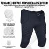 Exxact Sports Rebel Youth Football Pants with Built in Pads, Lightweight Integrated Football Practice Pants with Lace-up Fly (YXL, Navy) view 4