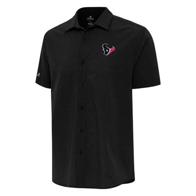 Antigua Men's Black Houston Texans Activate Woven Button-Up Shirt