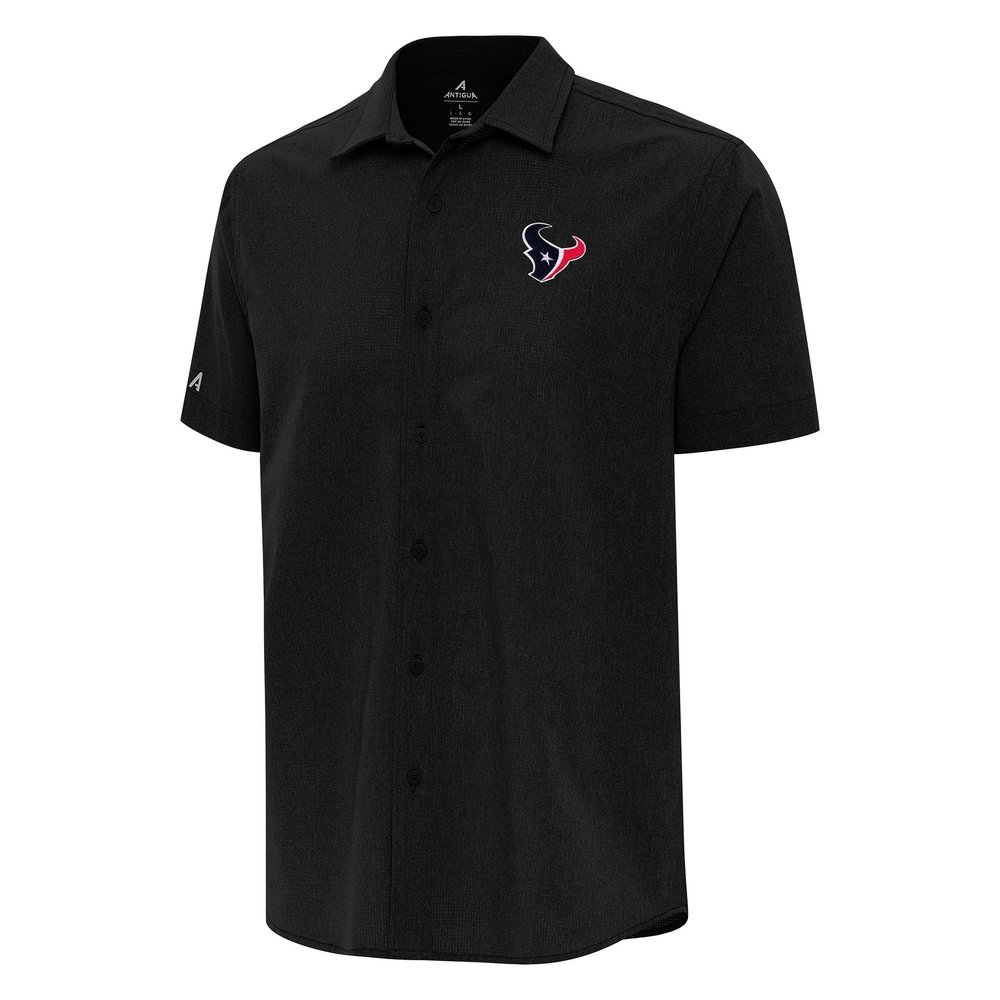 Antigua Men's Black Houston Texans Activate Woven Button-Up Shirt