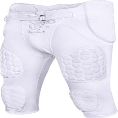 Exxact Sports Rebel Youth Football Pants with Built in Pads, Lightweight Integrated Football Practice Pants with Lace-up Fly (Y2XS, White)
