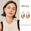 14k Gold Twisted Hoop Earrings for Women, Oval Thick Chunky Hypoallergenic Twist Dangle Earrings (Gold) view 2