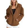 KICILVS Zip up Hoodie Women Long Sleeve Oversized Sweatshirts Lightweight Jacket with Pockets 2025 Fall Outwear Coat Jackets for Women Brown view 1