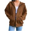 KICILVS Zip up Hoodie Women Long Sleeve Oversized Sweatshirts Lightweight Jacket with Pockets 2025 Fall Outwear Coat Jackets for Women Brown view 2