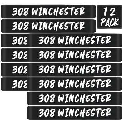 12 Pack Magsaddle .308 Winchester Magazine Marking Bands .308 Caliber Identification Holster Accessories (Black - White)