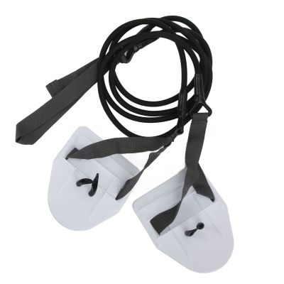 Dryland Cord with Hand Paddles, Swimming Arm Strength Trainer, Training Equipment, Swimming Exercise Bands, Stretch Powercord, Fitness Bands, White