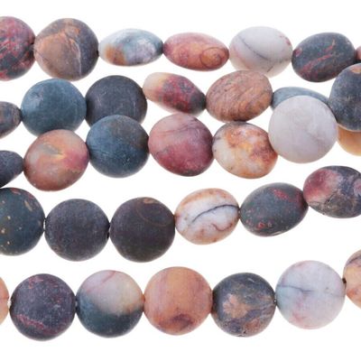 Dakota Stones Matte Red Creek Jasper 8mm Puff Coin Gemstones. 8" Strand. RCJ8DC-