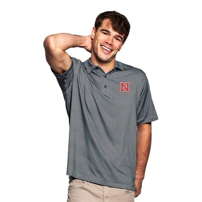Vantage Apparel Men's Collegiate Premium Moisture Wicking Stretch Fit Diamond Print Polo, Nebraska Cornhuskers, Black, 5X-Large