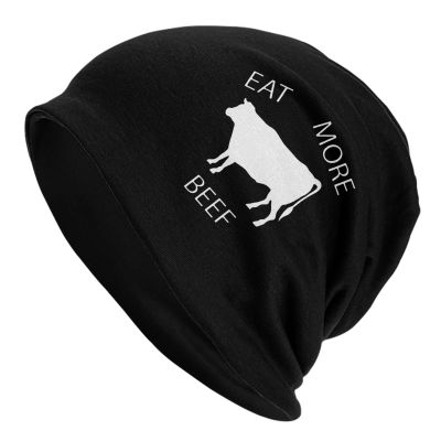 BUECDHYEI Eat More Beef Adult Knitted Hat Beanie Winter Warm Skull Hat - Men Women Black