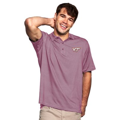 Vantage Apparel Men's Collegiate Premium Moisture Wicking Stretch Fit Diamond Print Polo, Virginia Tech Hokies, Maroon, X-Large